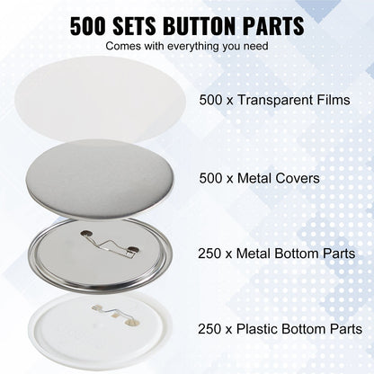 2,25" 58mm Button Badge Teile Zubehör für Button Maker Maschine 500 Sets