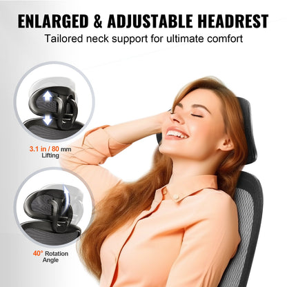 Mesh office chair, adjustable desk chair with high back and mesh seat, angle and height adjustable home office chair with lumbar and head support, swivel computer task chair
