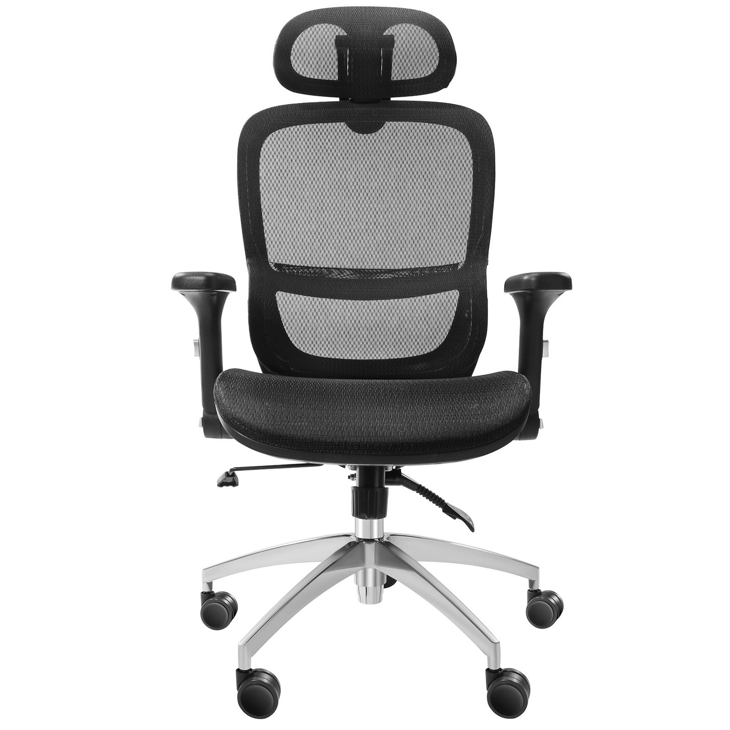 Mesh office chair, adjustable desk chair with high back and mesh seat, angle and height adjustable home office chair with lumbar and head support, swivel computer task chair