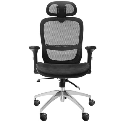 Mesh office chair, adjustable desk chair with high back and mesh seat, angle and height adjustable home office chair with lumbar and head support, swivel computer task chair