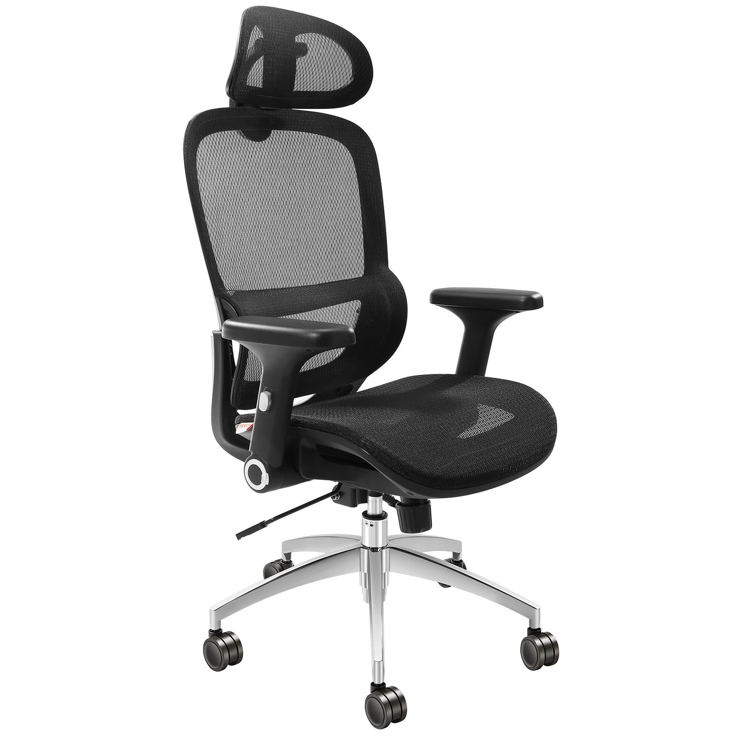 Mesh office chair, adjustable desk chair with high back and mesh seat, angle and height adjustable home office chair with lumbar and head support, swivel computer task chair