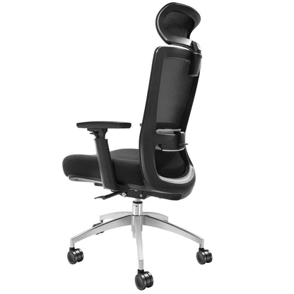 Ergonomisk kontorsstol med skjutsits, skrivbordsstol med nätsits, vinkel- och höjdjusterbar hemmakontorsstol med rygg- och svankstöd, vridbar datorstol