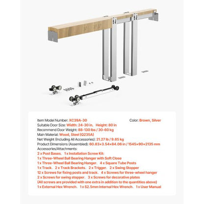Fickdörrkarmsats Fickdörrsats för 610-762 mm bred 2032 mm hög dörr