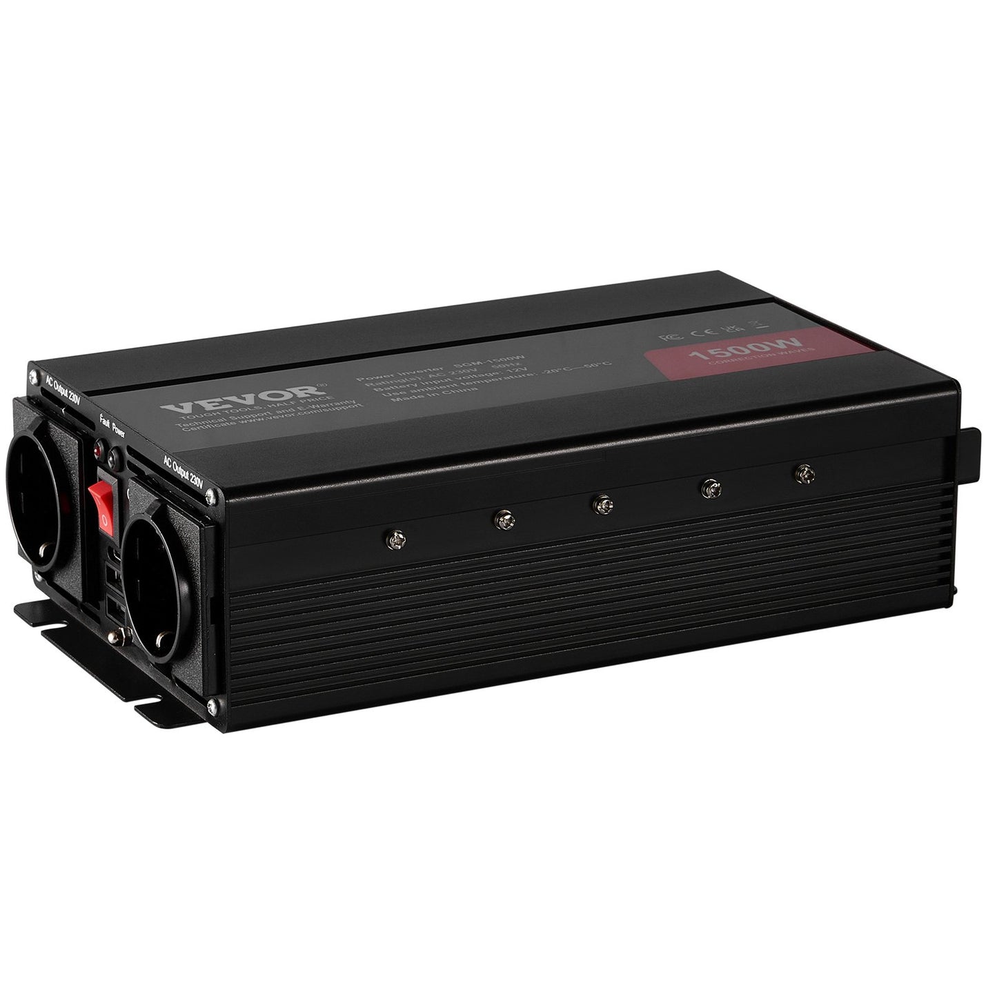 Modifierad sinusvågseffektomriktare 1500W DC12V till AC230V CE FCC-certifierad