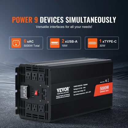 Modifierad sinusvågseffektomriktare 5000W DC12V till AC120V LCD-fjärrkontroll