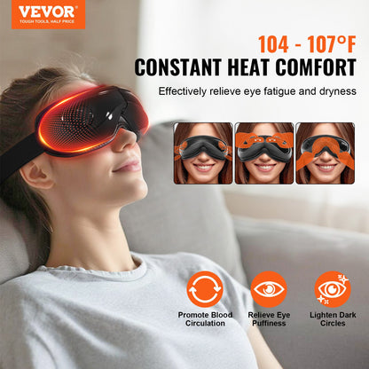 Eye Massager med värme & fjärrkontroll ögonvårdsenhet 5 lägen Bluetooth-musik