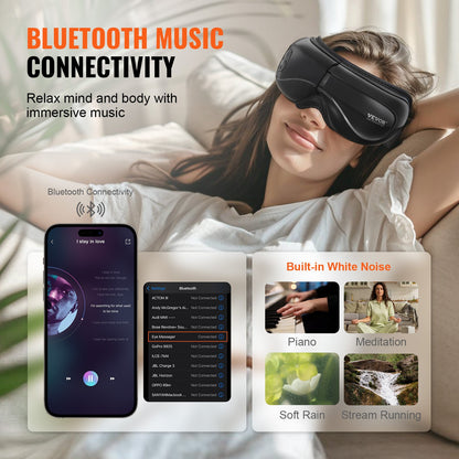 Eye Massager med värme & fjärrkontroll ögonvårdsenhet 5 lägen Bluetooth-musik