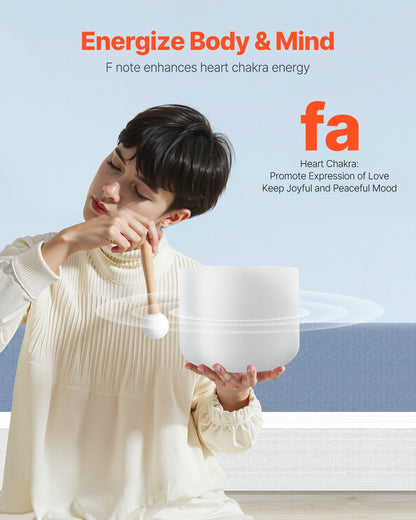 Crystal sångskål 8" F Note Heart Chakra sångskål med bärväska