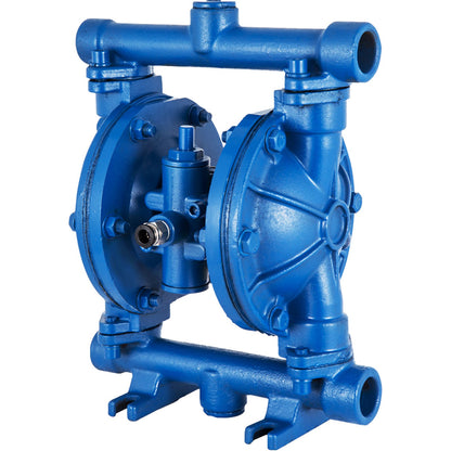 Air-operated double diaphragm pump, 1/2 inlet and outlet, cast iron body, 3 GPM &amp; Max 90 PSI, nitrile diaphragm pneumatic transfer pump for petroleum, diesel, oil and low viscosity fluids