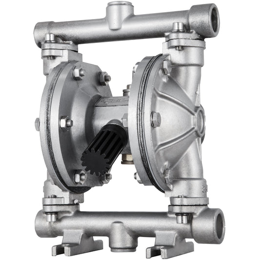 Luftdriven dubbelmembranpump, 1/2 inlopp och utlopp, kropp i rostfritt stål, 3 GPM & Max 90PSI, PTFE-membran pneumatisk överföringspump för petroleum, diesel, olja och lågviskösa vätskor