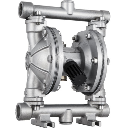 Luftdriven dubbelmembranpump, 1/2 inlopp och utlopp, kropp i rostfritt stål, 3 GPM & Max 90PSI, PTFE-membran pneumatisk överföringspump för petroleum, diesel, olja och lågviskösa vätskor