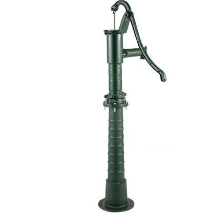 Hand Water Pump with Stand, 15.7 x 9.4 x 51.6 Inch Jug Pump and 26 Inch Pump Stand with Pre-Set 1/2" Holes for Easy Installation, Rustic Cast Iron Well Pump for Garden, Yard, Yard Irrigation, Green