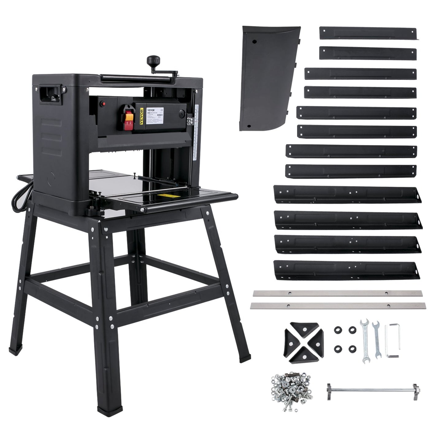 Thicknesser 13-inch Bench Planer 2000W Wood Planer 8000 rpm Wood Planer 10 AMP Wood Planer Foldable 6m/min Planing Speed with Iron Stand Dust Extractor for Woodworking Wood Plank