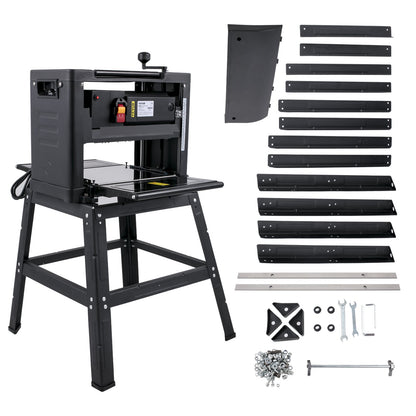 Thicknesser 13-inch Bench Planer 2000W Wood Planer 8000 rpm Wood Planer 10 AMP Wood Planer Foldable 6m/min Planing Speed with Iron Stand Dust Extractor for Woodworking Wood Plank