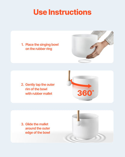 2PCS Crystal Singing Bowls 8" and 10" A &amp; F Note Singing Bowls &amp; Carry Bag