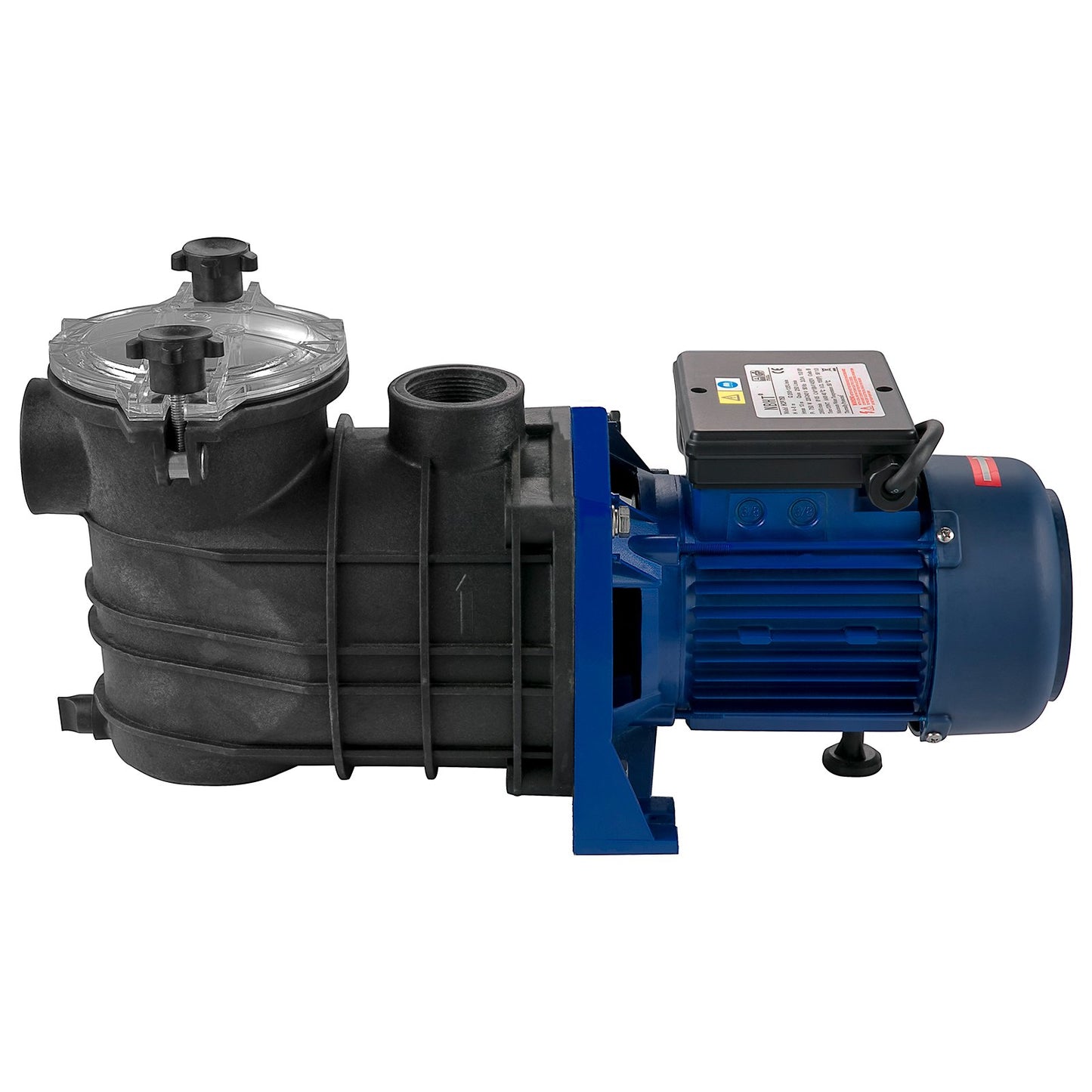 1 HK poolpump, 15000 L/h 750W poolpump i/mark poolpump med silkorg Poolpumpmotor för rent poolvatten 1,97" Inlopp/utlopp poolfilterpump med 2 monteringsslangar