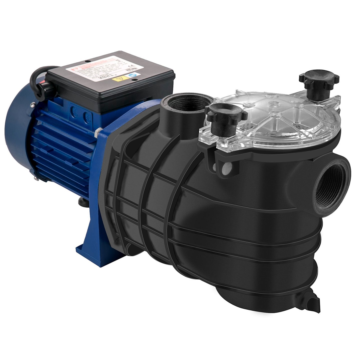 1 HK poolpump, 15000 L/h 750W poolpump i/mark poolpump med silkorg Poolpumpmotor för rent poolvatten 1,97" Inlopp/utlopp poolfilterpump med 2 monteringsslangar