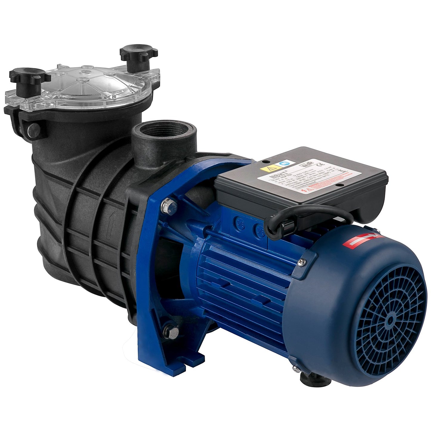 1 HK poolpump, 15000 L/h 750W poolpump i/mark poolpump med silkorg Poolpumpmotor för rent poolvatten 1,97" Inlopp/utlopp poolfilterpump med 2 monteringsslangar