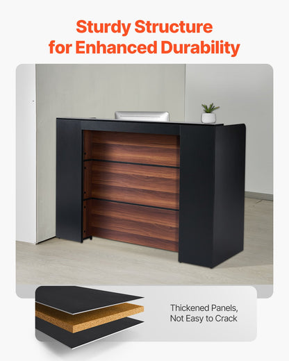 Reception desk rectangular front bench table 62.99 in salon office table