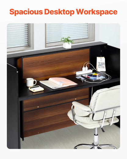 Reception desk rectangular front bench table 62.99 in salon office table