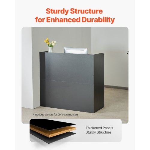 Receptionsdisk Rektangulärt Frontdiskbord 47,24 i Svart Kontorsbord