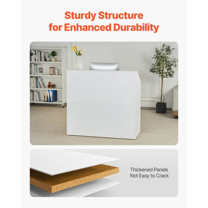 Receptionsdisk Rektangulärt Frontdiskbord 46,46 i Vitt Kontorsbord |  EU