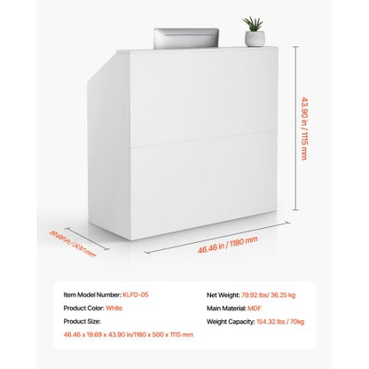 Receptionsdisk Rektangulärt Frontdiskbord 46,46 i Vitt Kontorsbord |  EU