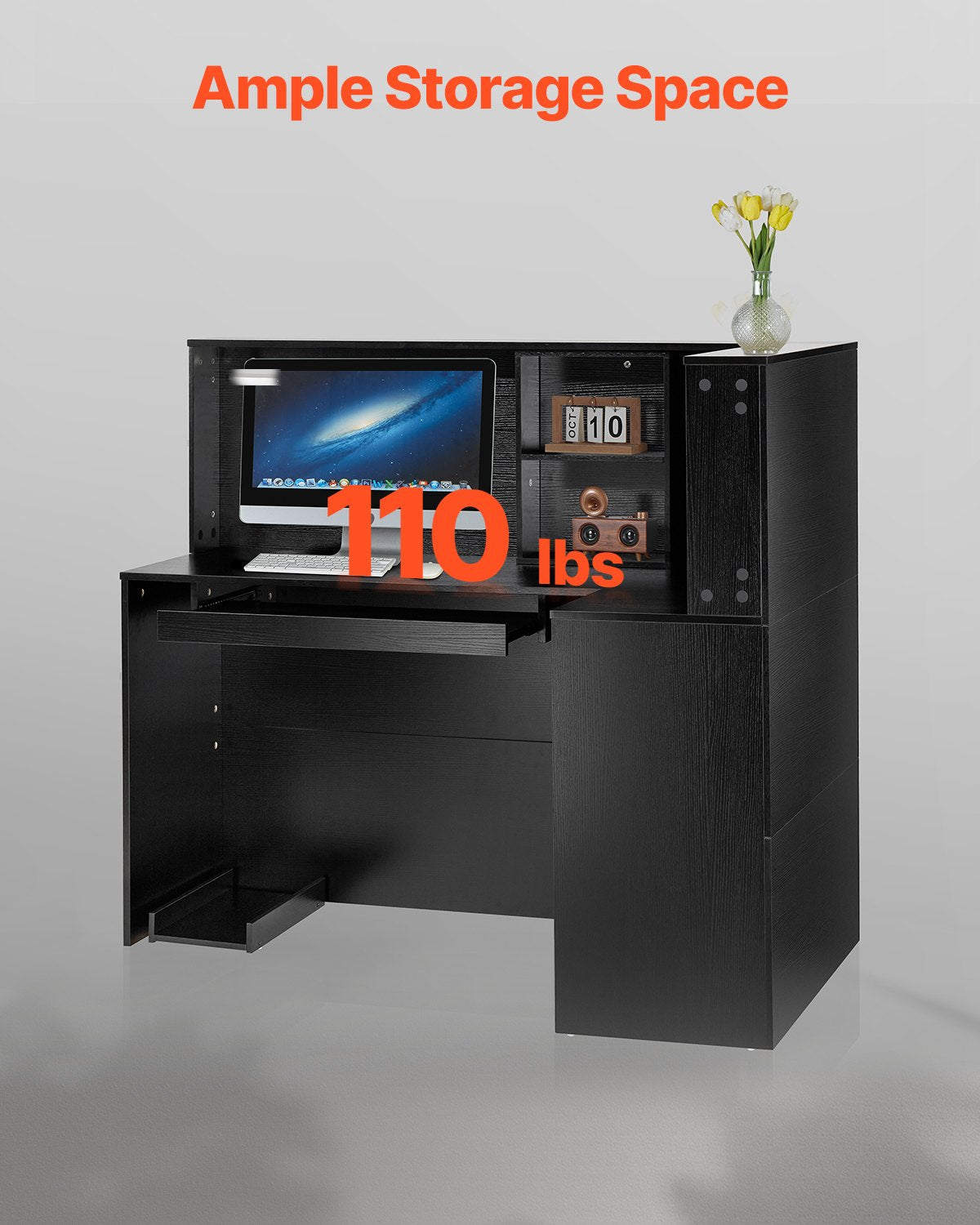 Reception desk L-shaped front bench table 55.12 in black office table