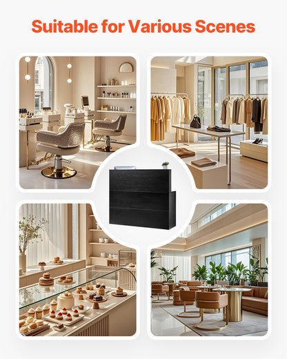 Reception desk L-shaped front bench table 55.12 in black office table