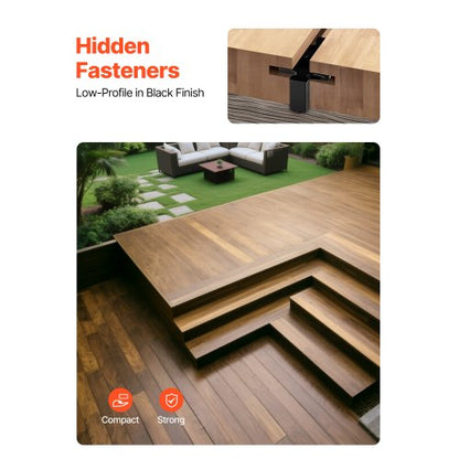 500 st dolda däckfästen för komposittrallbrädor, universella komposit-T-klämmor och dolda plastfästen med metallskruvar, polypropylen-PP-klämmor fungerar med 6,5 mm springor, svarta |  EU