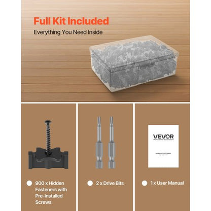 900 st dolda däckfästen för komposittrallbrädor, universella komposit-T-klämmor och dolda plastfästen med metallskruvar, polypropylen-PP-klämmor fungerar med 6,5 mm springor, svart |  EU