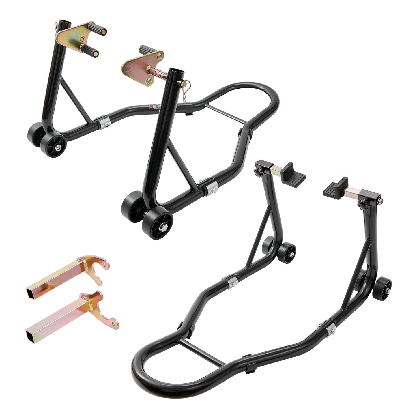 Motorcycle Stand Lift, 0.39 Ton Front Rear Combo Stand Lift Stand, Front and Rear Wheel Fork Stand, U+L Fork Swingarm Spool, Compatible with Most Yamaha Honda Kawasaki Suzuki Motorcycles, Black