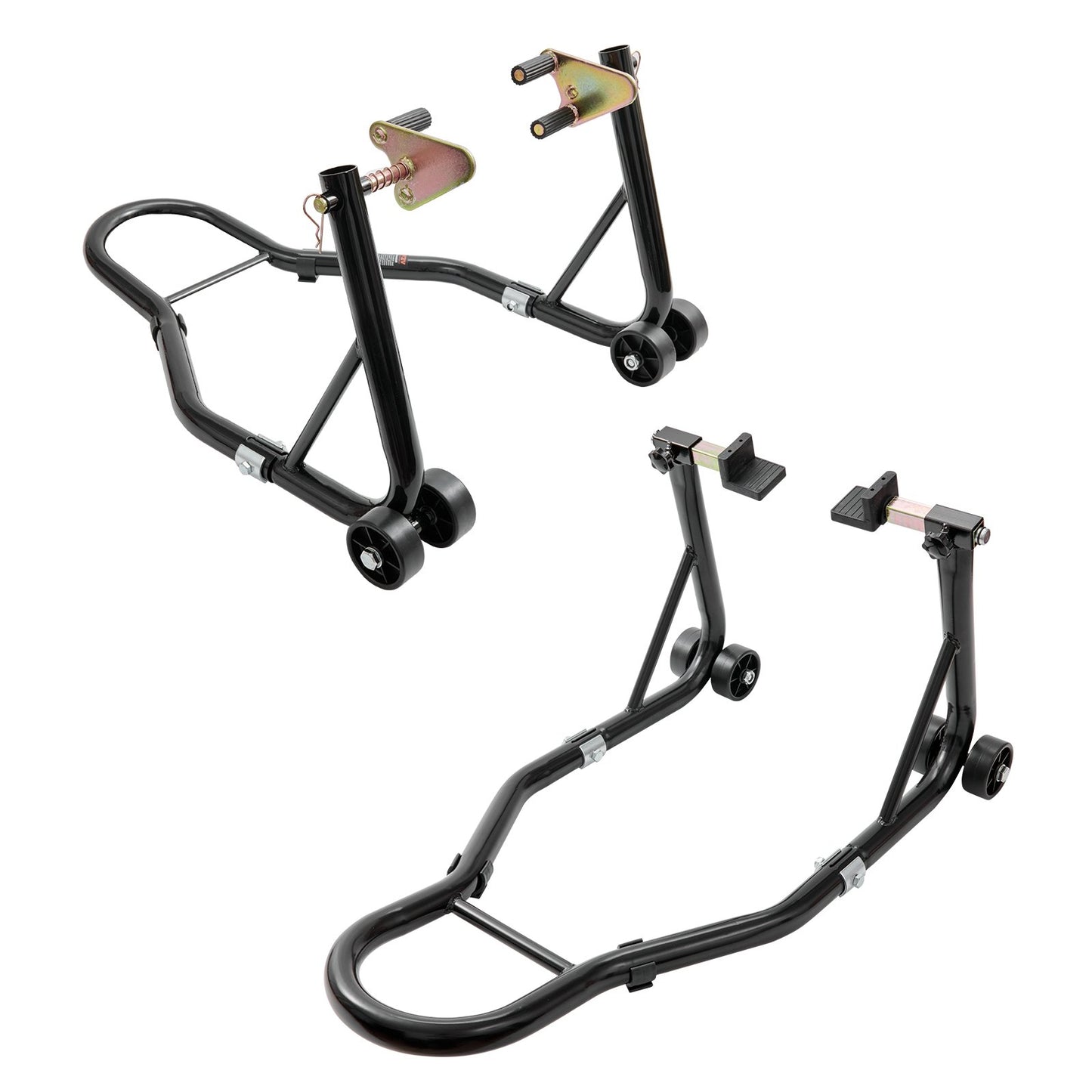 Motorcycle Stand Lift, 0.39 Ton Front Rear Combo Stand Lift Stand, Front and Rear Wheel Fork Stand, U+L Fork Swingarm Spool, Compatible with Most Yamaha Honda Kawasaki Suzuki Motorcycles, Black