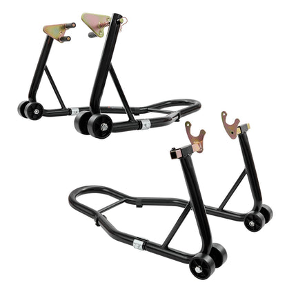 Motorcycle Stand Lift, 0.39 Ton Front Rear Combo Stand Lift Stand, Front and Rear Wheel Fork Stand, U+L Fork Swingarm Spool, Compatible with Most Yamaha Honda Kawasaki Suzuki Motorcycles, Black