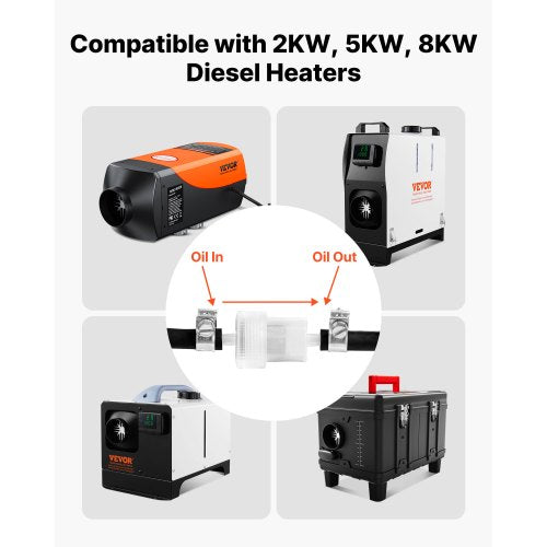 Bränsleslangssats, 5000 mm bränsleledningssats för dieselvärmare, Utbytbara bränsleledningssatser för parkeringsvärmare med ledningar, filter, klämmor och slangar, Tillbehör till tankdieselvärmare för 2KW, 5KW och 8KW värmare |  EU