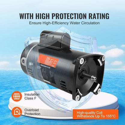 0,75HP Poolpumpmotor 115/230V 8/4 Amp 56J 3450RPM 80μF/250V Kondensator