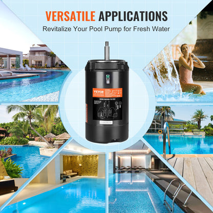 0,75HP Poolpumpmotor 115/230V 8/4 Amp 56J 3450RPM 80μF/250V Kondensator