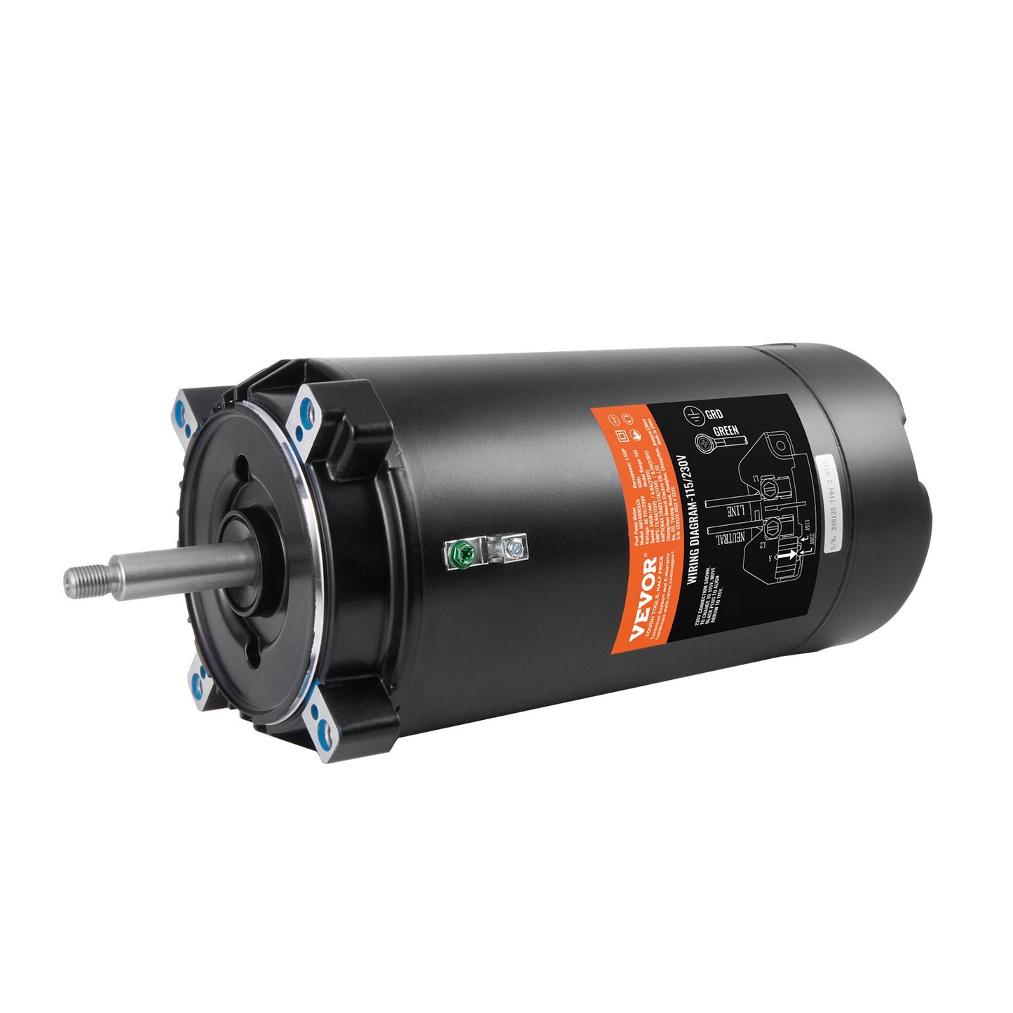 1,5HP Poolpumpmotor 115/230V 13,6/6,8A 56J 3450RPM 90μF/250V Kondensator