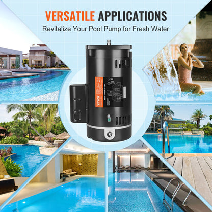 1,5HP poolpumpsmotor 115/230V 12,8/6,4A 56Y 3450RPM 90μF/250V kondensator