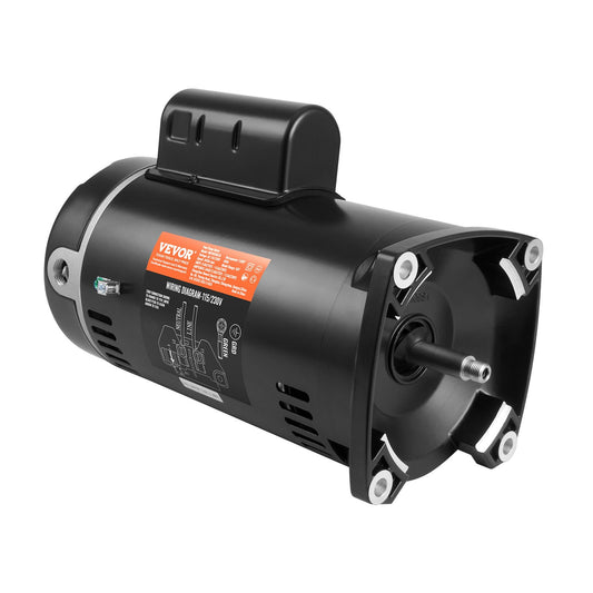 1 PS Poolpumpenmotor, 115/230 V, 9/4,5 Ampere, 56Y, 3450 U/min, 90 μF/250 V Kondensator
