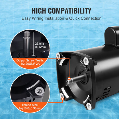 2HP poolpumpsmotor 230V 60Hz 7,8Ampere 56Y 3450RPM 50μF/250V kondensator