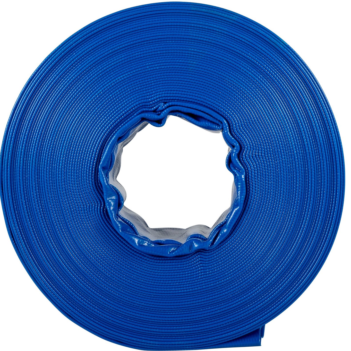 Utloppsslang, 4\" x 105\', PVC Lay Flat Hose, Heavy Duty Backwash Dräneringsslang med klämmor, väderbeständig och sprängsäker, idealisk för pool och vattenöverföring, blå
