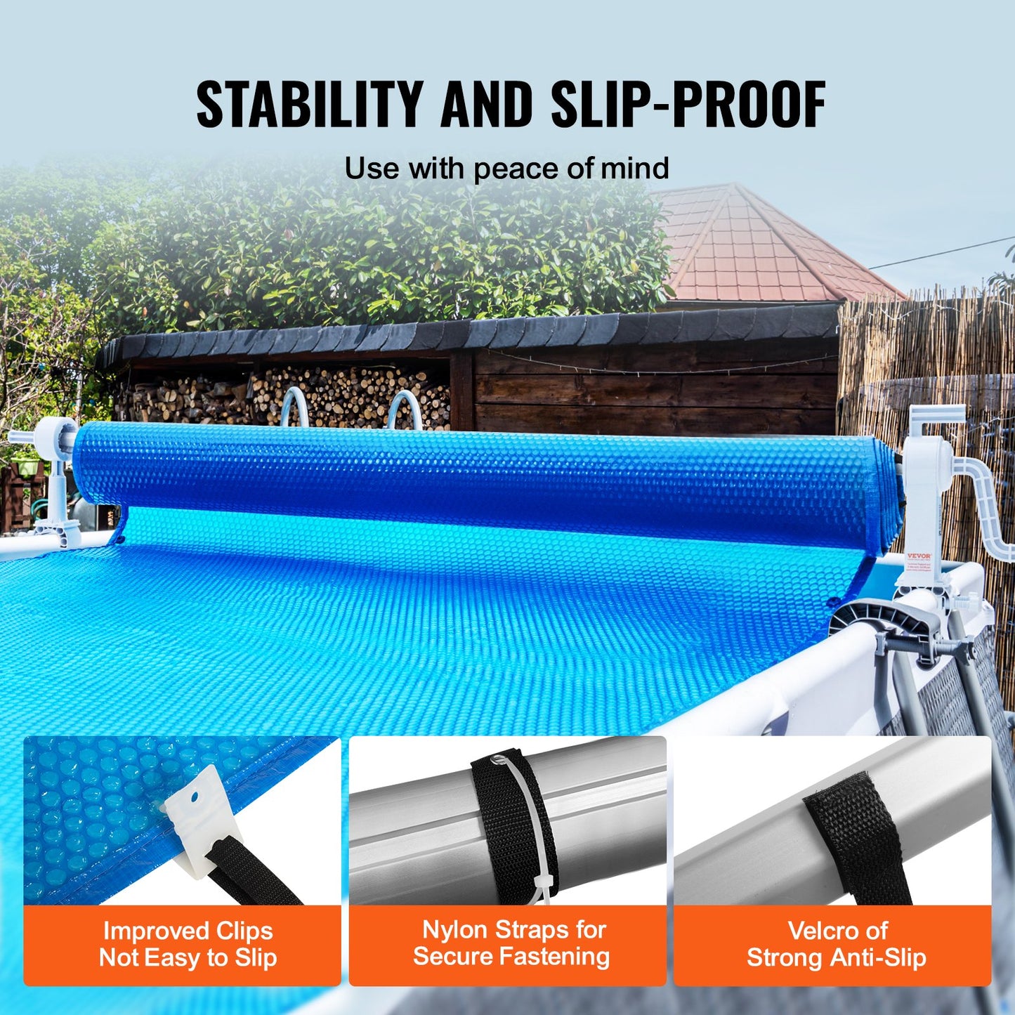 Pool cover roller, aluminum sunshade roller 20 feet, above ground pool cover roller, suitable for 3-20 feet wide pools