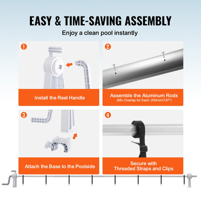 Pool cover roller, aluminum sunshade roller 20 feet, above ground pool cover roller, suitable for 3-20 feet wide pools