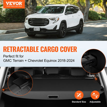 Retractable cargo cover for GMC Terrain + Chevrolet Equinox 2018-2024