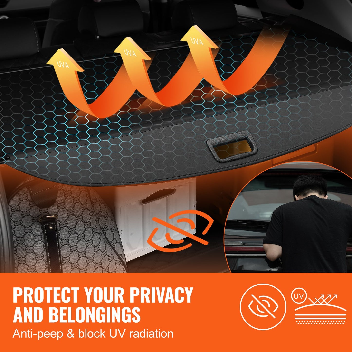 Retractable cargo cover for GMC Terrain + Chevrolet Equinox 2018-2024