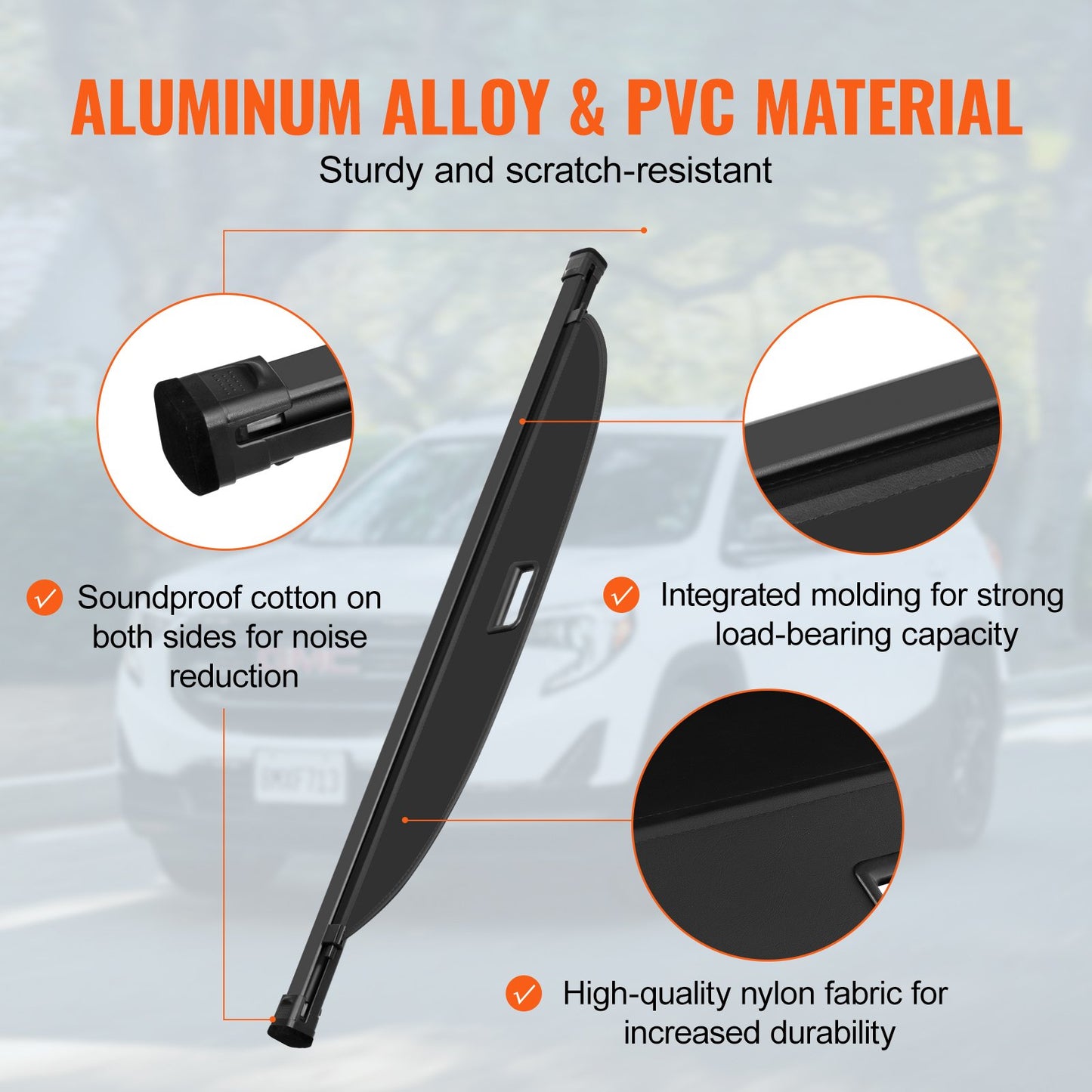 Retractable cargo cover for GMC Terrain + Chevrolet Equinox 2018-2024