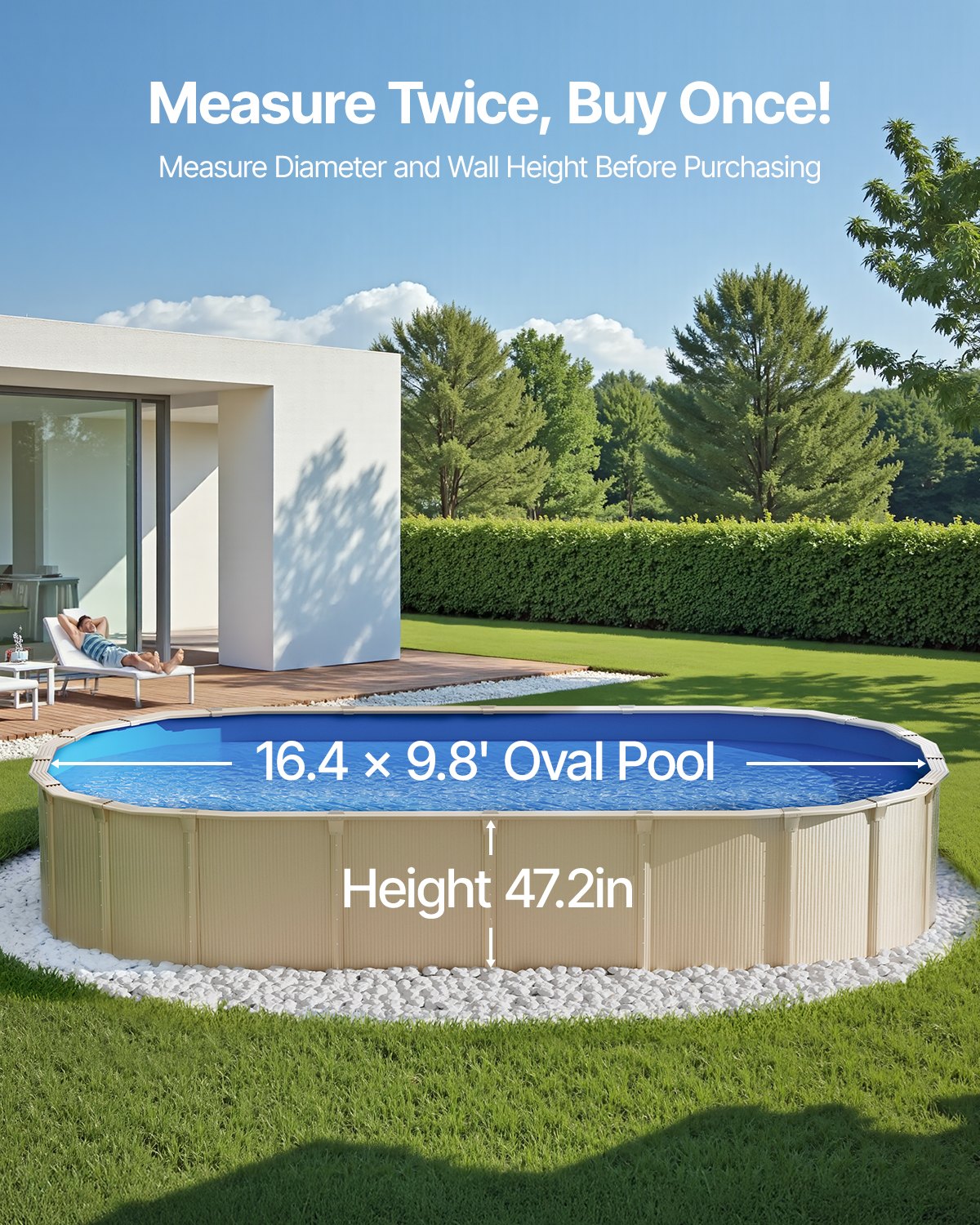 Oval Pool Liner 16.4x9.8ft Unibead Style Pool Liner 47in Wall Height