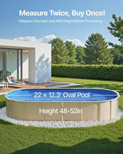 Oval Pool Liner 22 x 12,3 ft Overlapp Style Pool Liner 52in Vägghöjd