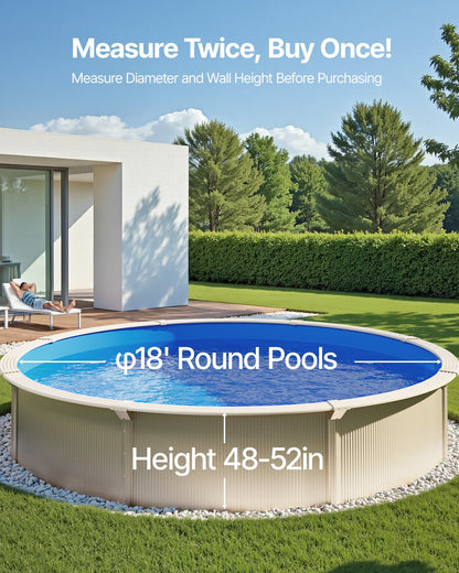 Round Pool Liner 18ft Overlap Pool Liner 52in Wall Height Solid Color